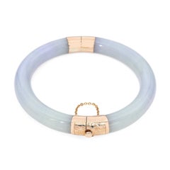 Bracciale con cerniera in oro giallo 14k con classificazione GIA di tipo A in giadeite