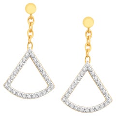 Boucles d'oreilles pendantes Ginkgo en or jaune 14 carats et diamants