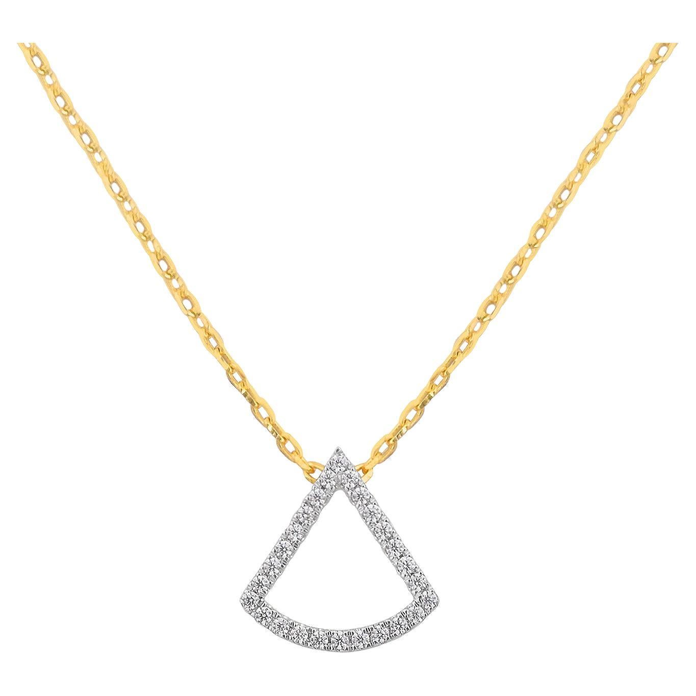 14 Karat Gelbgold Ginkgo-Diamant-Anhänger