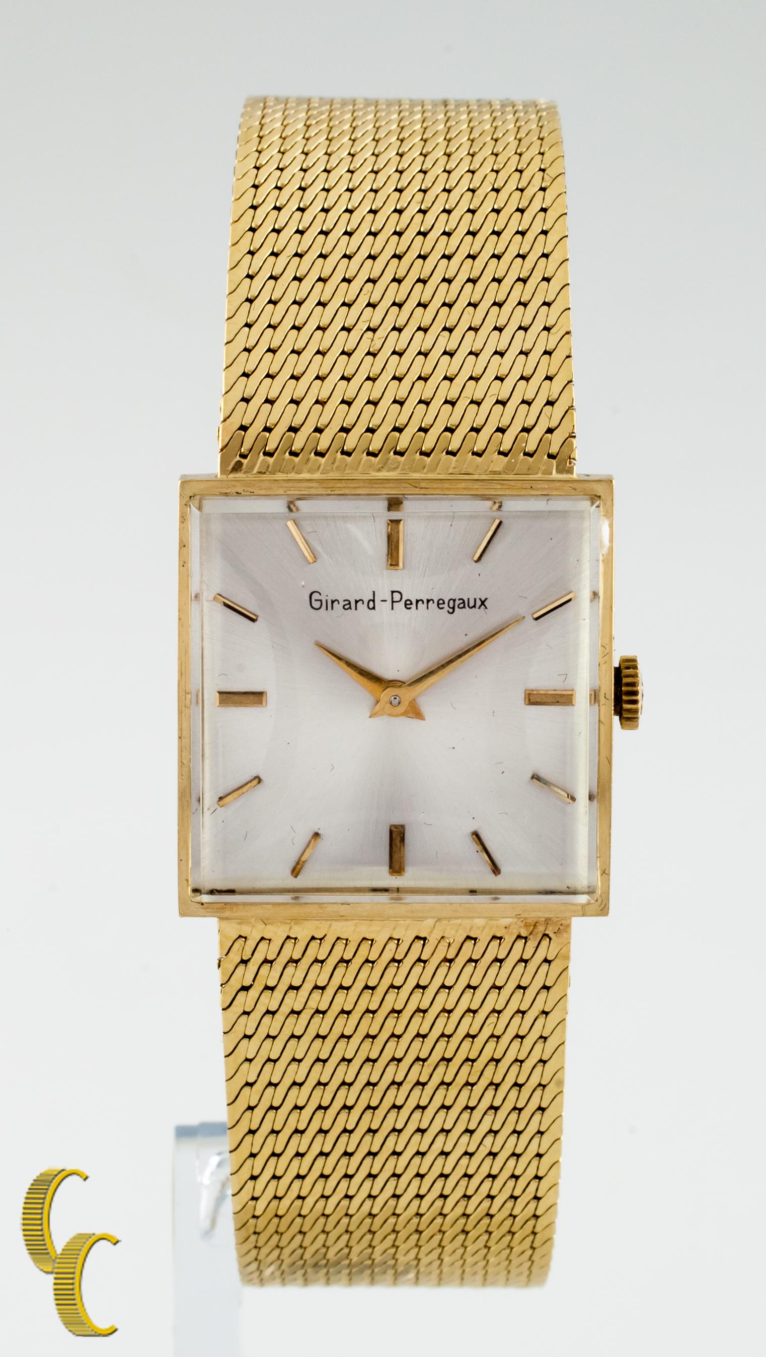 Modern 14k Yellow Gold Girard-Perregaux Vintage Hand-Winding Watch w/ Gold Mesh Band