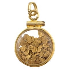 14 Karat Gelbgold Glas-Anhänger mit Goldflakes #16944
