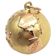 14K Yellow Gold Globe with Continent Names #16064