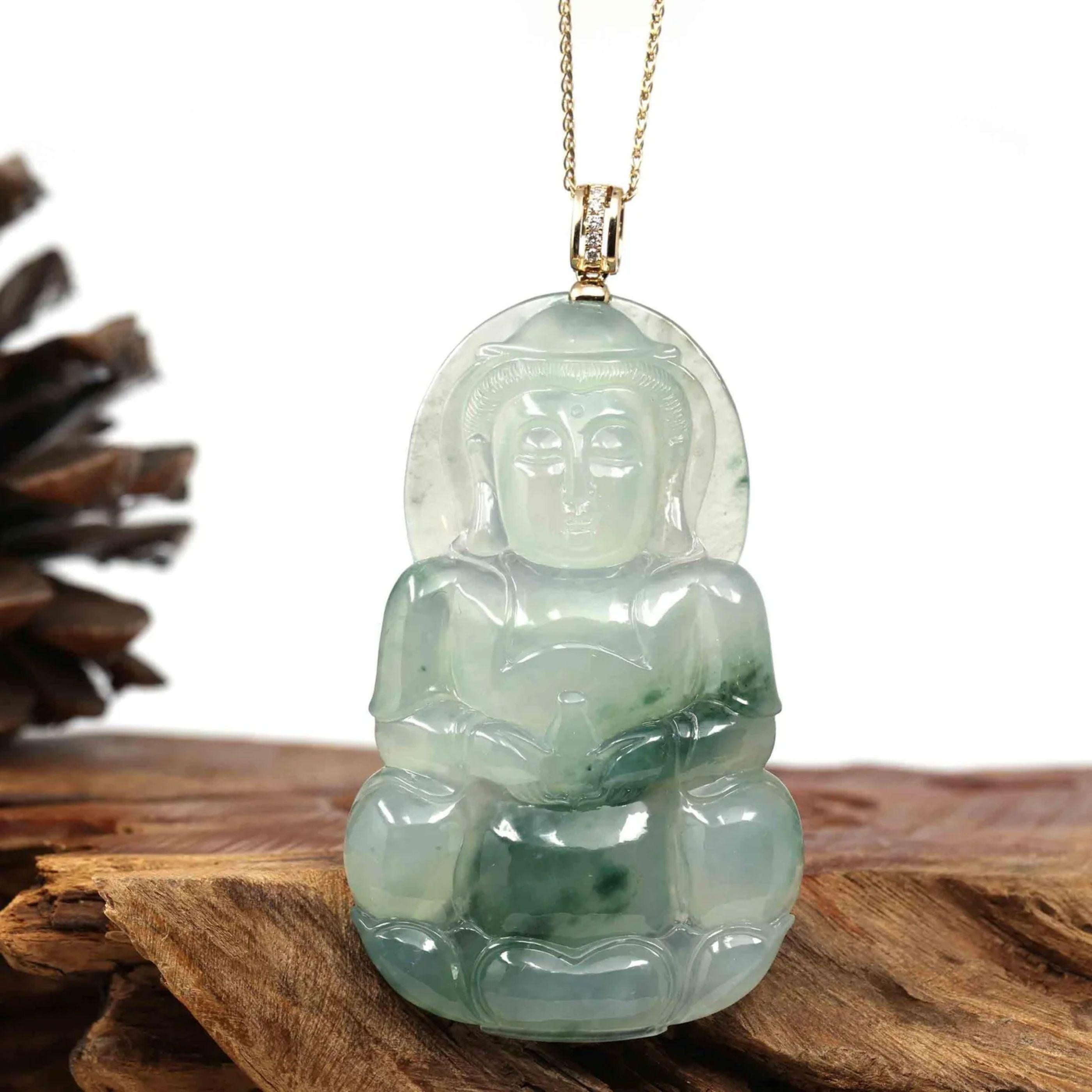 *Design concept--- Made with genuine Burmese ice-blue jadeite jade. The excellent craftsmanship portrays the 