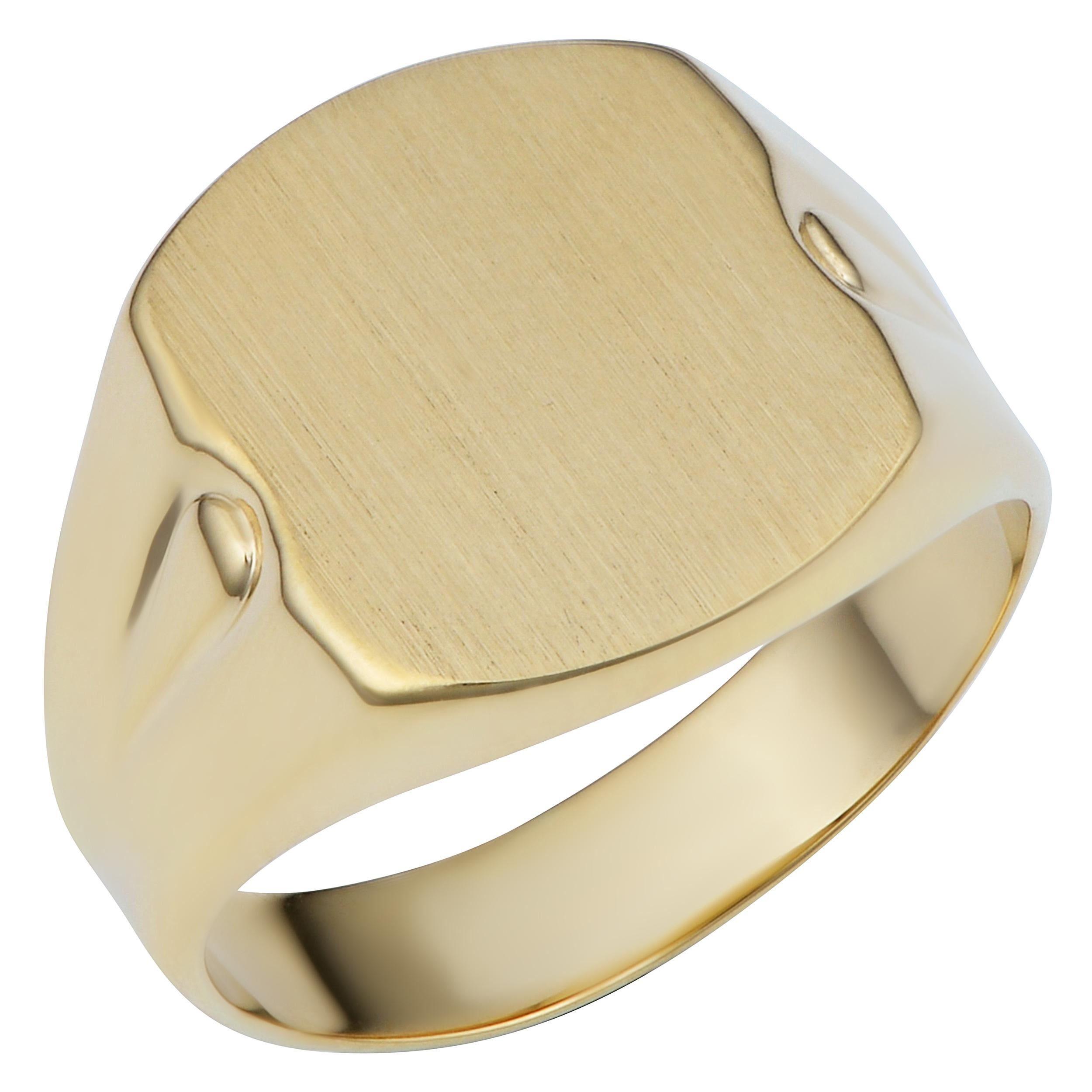 Contemporary 14K Yellow Gold Gold Cushion Signet Ring For Sale