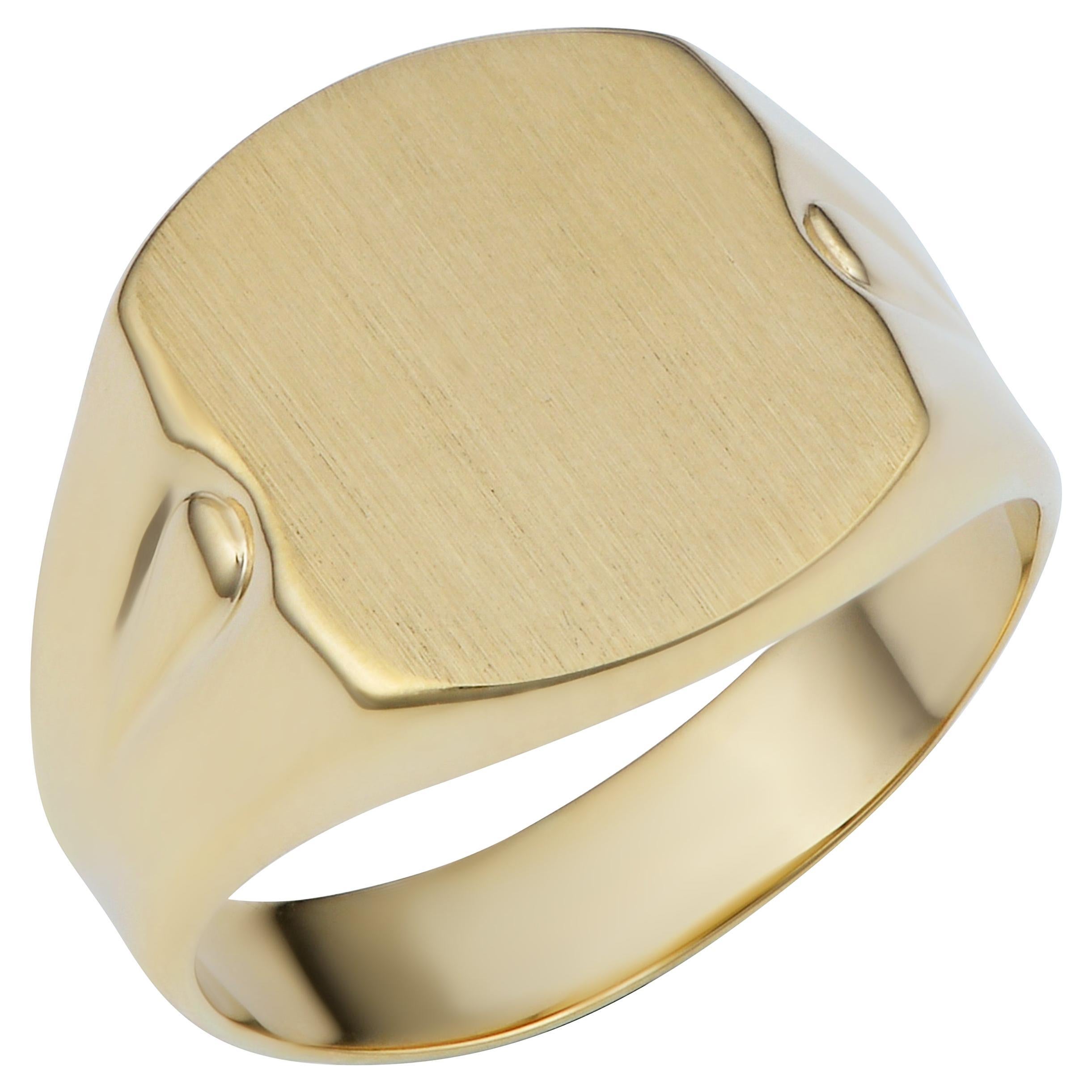 14K Yellow Gold Gold Cushion Signet Ring For Sale