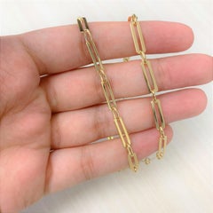 14K Yellow Gold Gold Paperclip Link Chain for Her