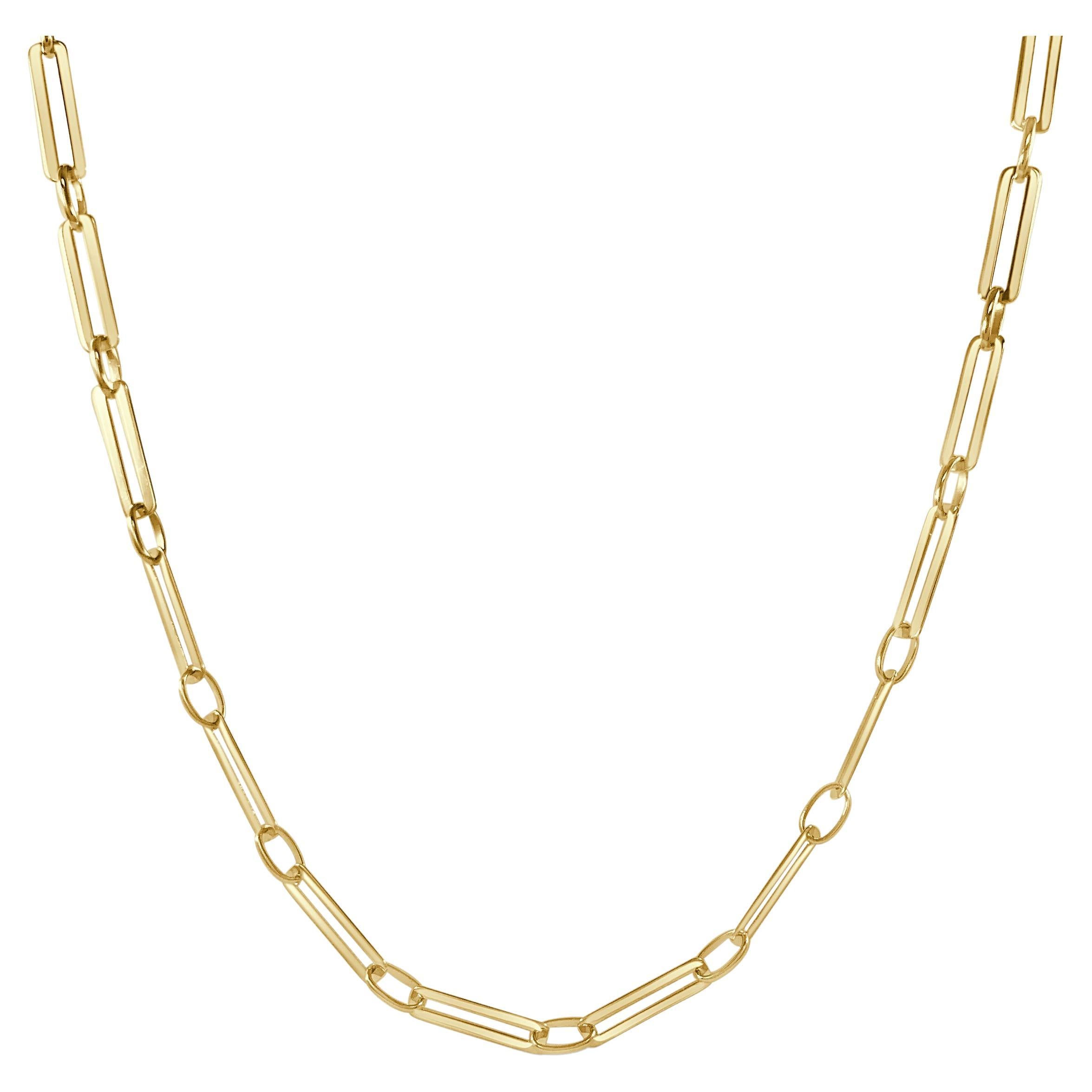 14K Yellow Gold Paperclip Chain For Sale at 1stDibs