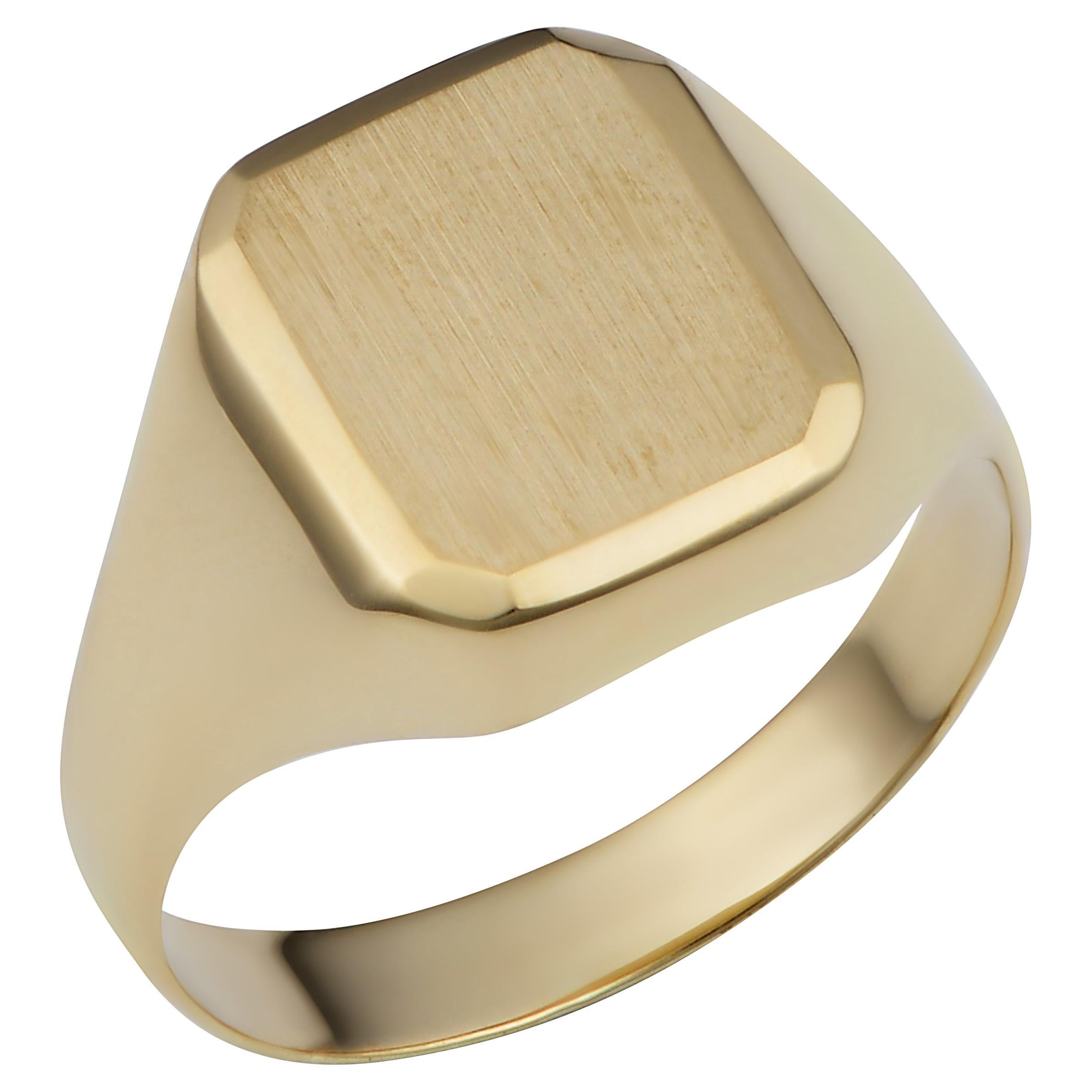 14K Yellow Gold Gold Rectangular Signet Ring For Sale
