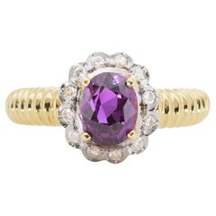 14k Yellow Gold Gold Ring w/ 1.58ct Sapphire and Natural Diamonds IGI Cert