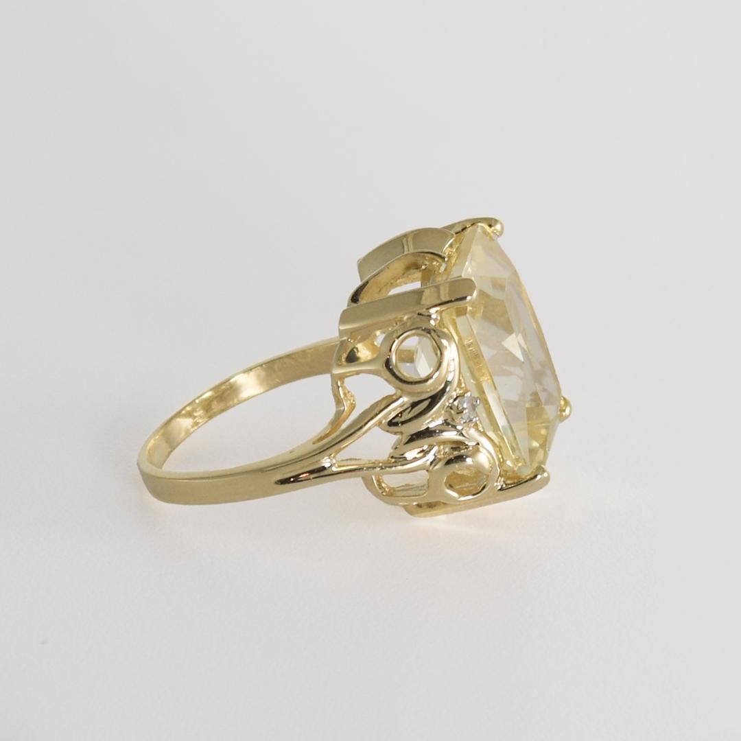 Marquise Cut 14K Yellow Gold Golden Beryl Ring 6.6g For Sale