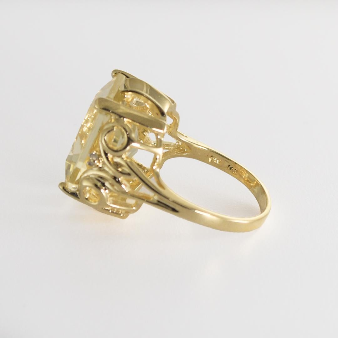 Women's or Men's 14K Yellow Gold Golden Beryl Ring 6.6g For Sale