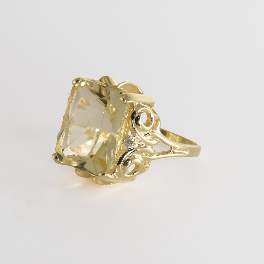 14K Yellow Gold Golden Beryl Ring 6.6g For Sale 1