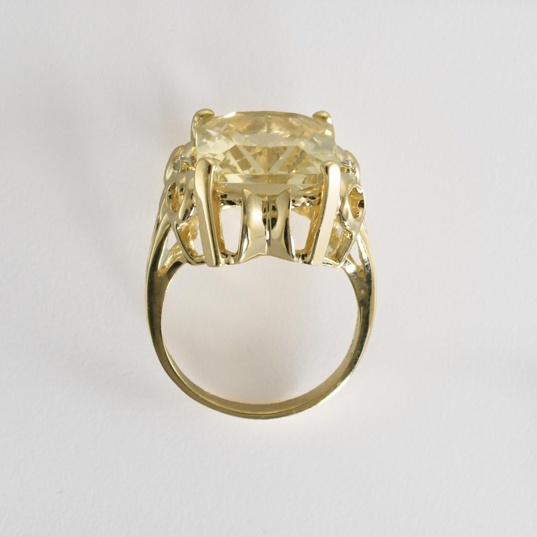 14K Yellow Gold Golden Beryl Ring 6.6g For Sale 2