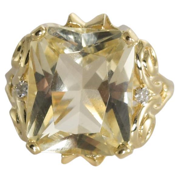 14K Yellow Gold Golden Beryl Ring 6.6g For Sale