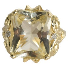 14K Yellow Gold Golden Beryl Ring 6.6g