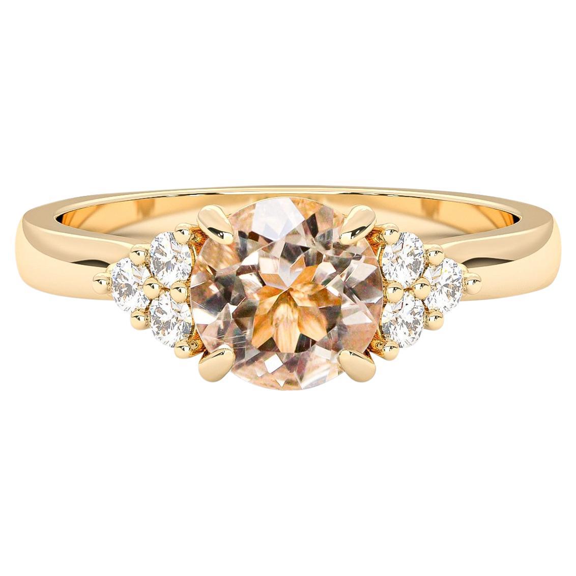 For Sale:  14k Yellow Gold Gracious Dream Engagement Ring, Peach Morganite & Diamonds