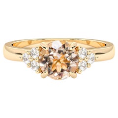 Used 14k Yellow Gold Gracious Dream Engagement Ring, Peach Morganite & Diamonds