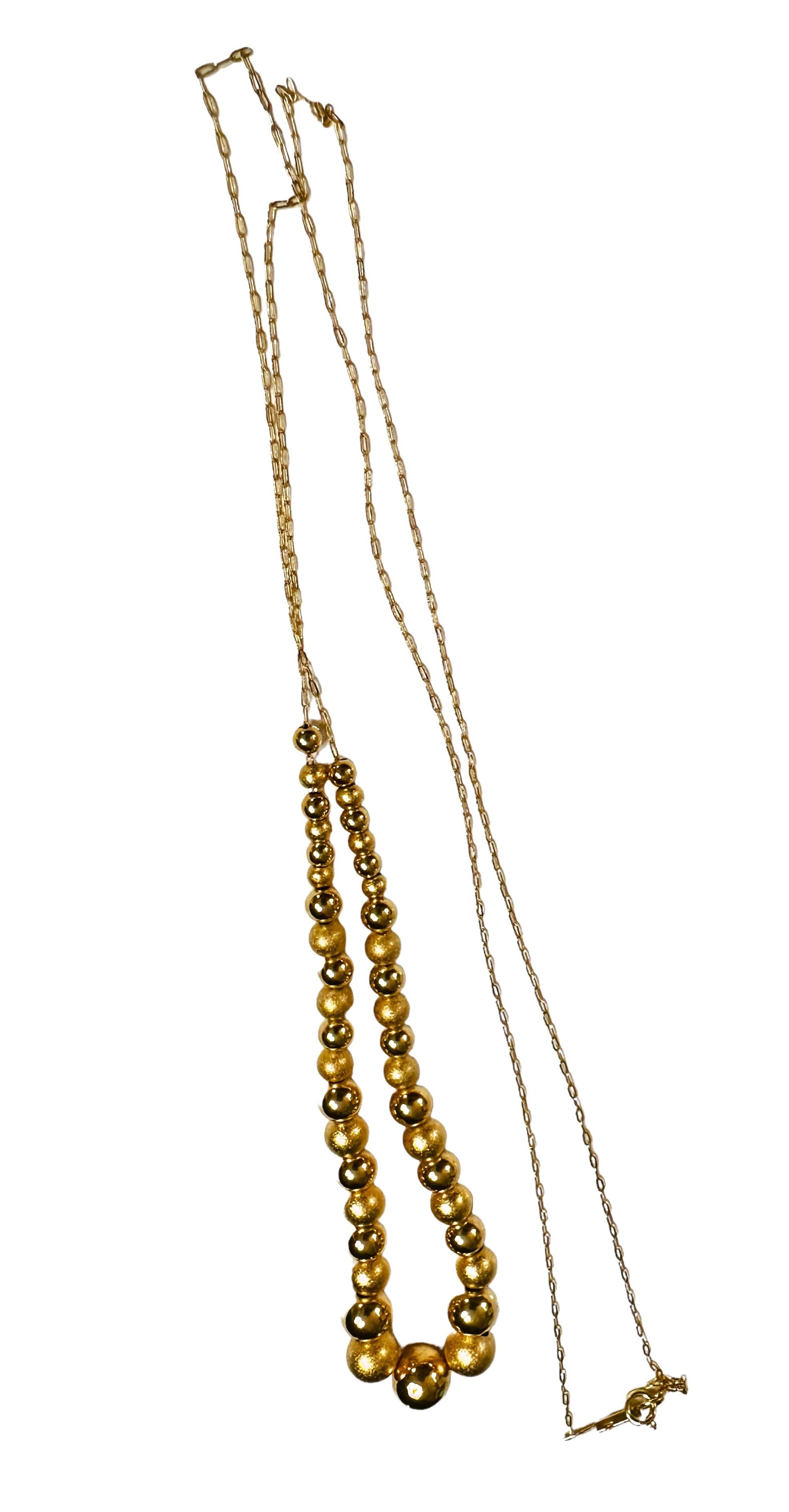 Art Nouveau 14k Yellow Gold Graduated Beaded Necklace 24 Inches For Sale