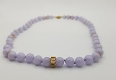 14k yellow gold Graduated Beads and Lavender Jade Bead Necklace
