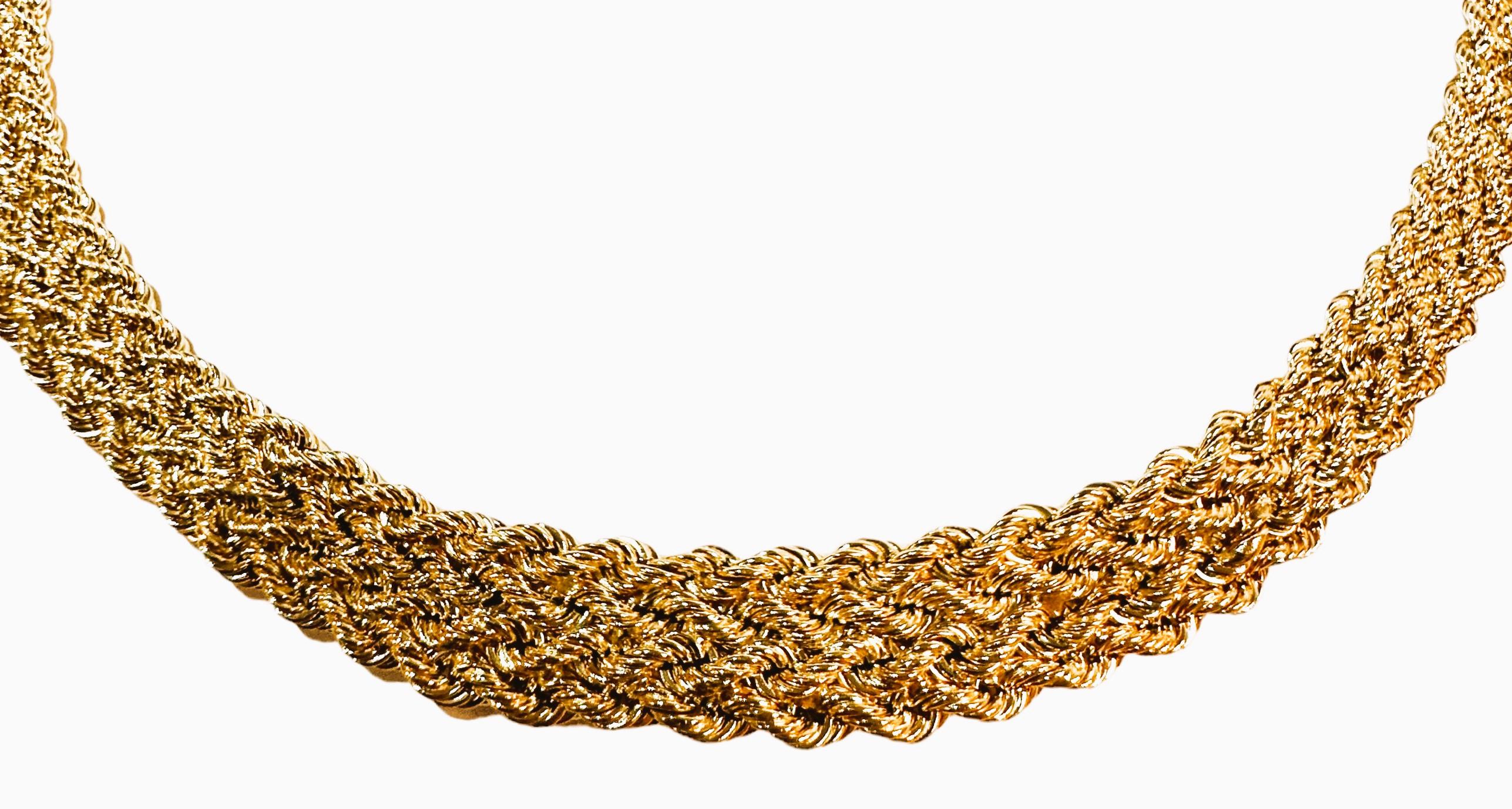 14k Yellow Gold Graduated Wove Aurafin Italian Necklace 16 Inches 2