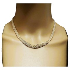 14k Yellow Gold Graduated Wove Aurafin Italian Necklace 16 Inches