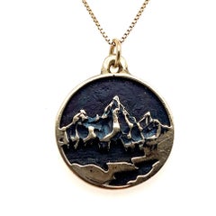 14k Yellow Gold Grand Teton Mountains Pendant
