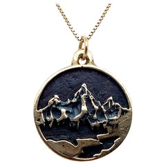 14k Yellow Gold Grand Teton Mountains Pendant