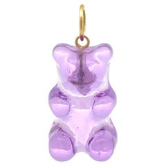 14k Yellow Gold Grape Purple Resin Gummy Bear Charm