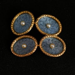 14K Gelbgold & Graue Manschettenknöpfe