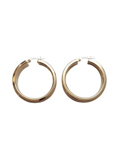 14K Yellow Gold Greek Key Hoop Earrings #21946