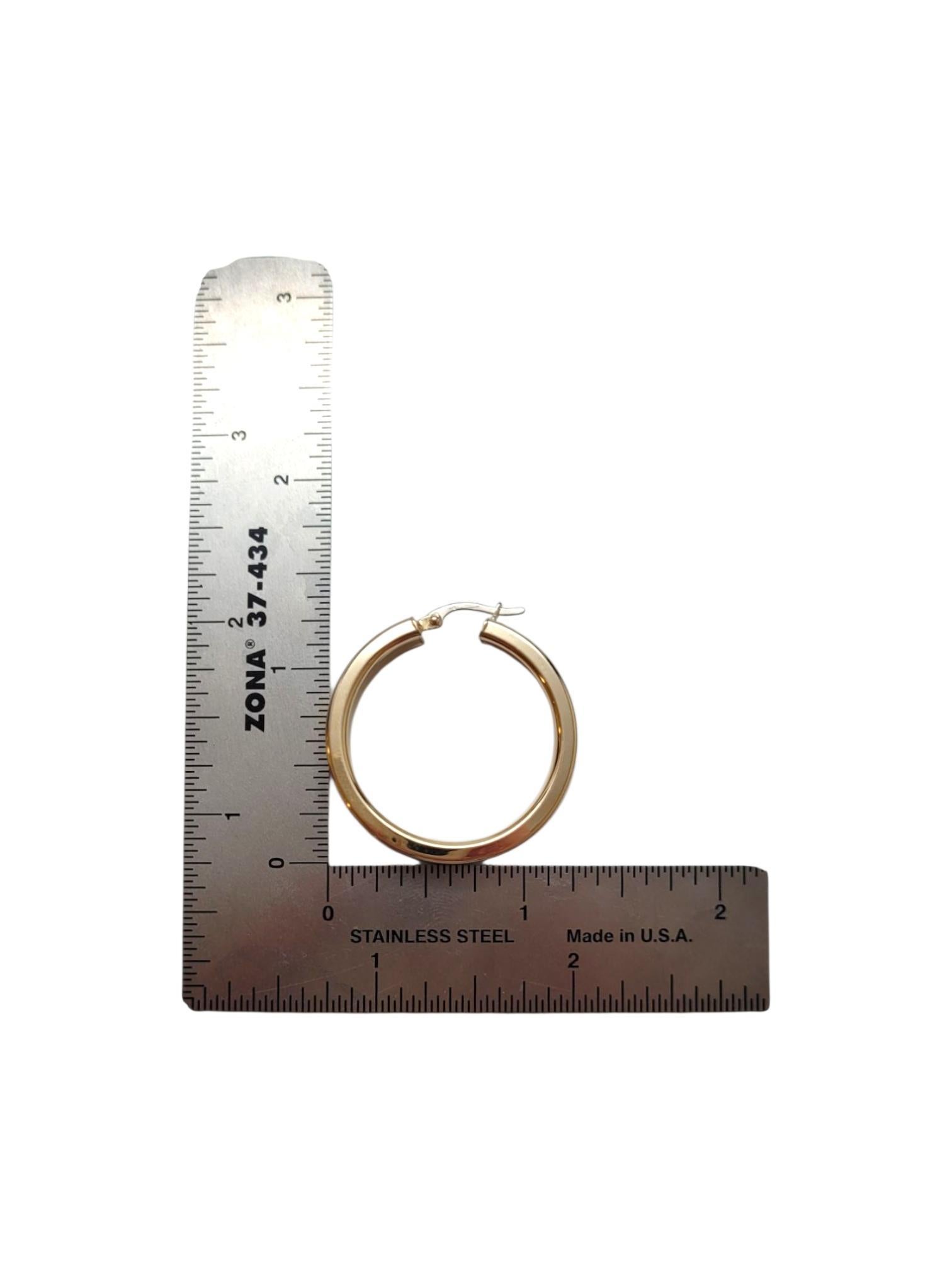 14K Yellow Gold Greek Key Hoop Earrings #21946 For Sale 3