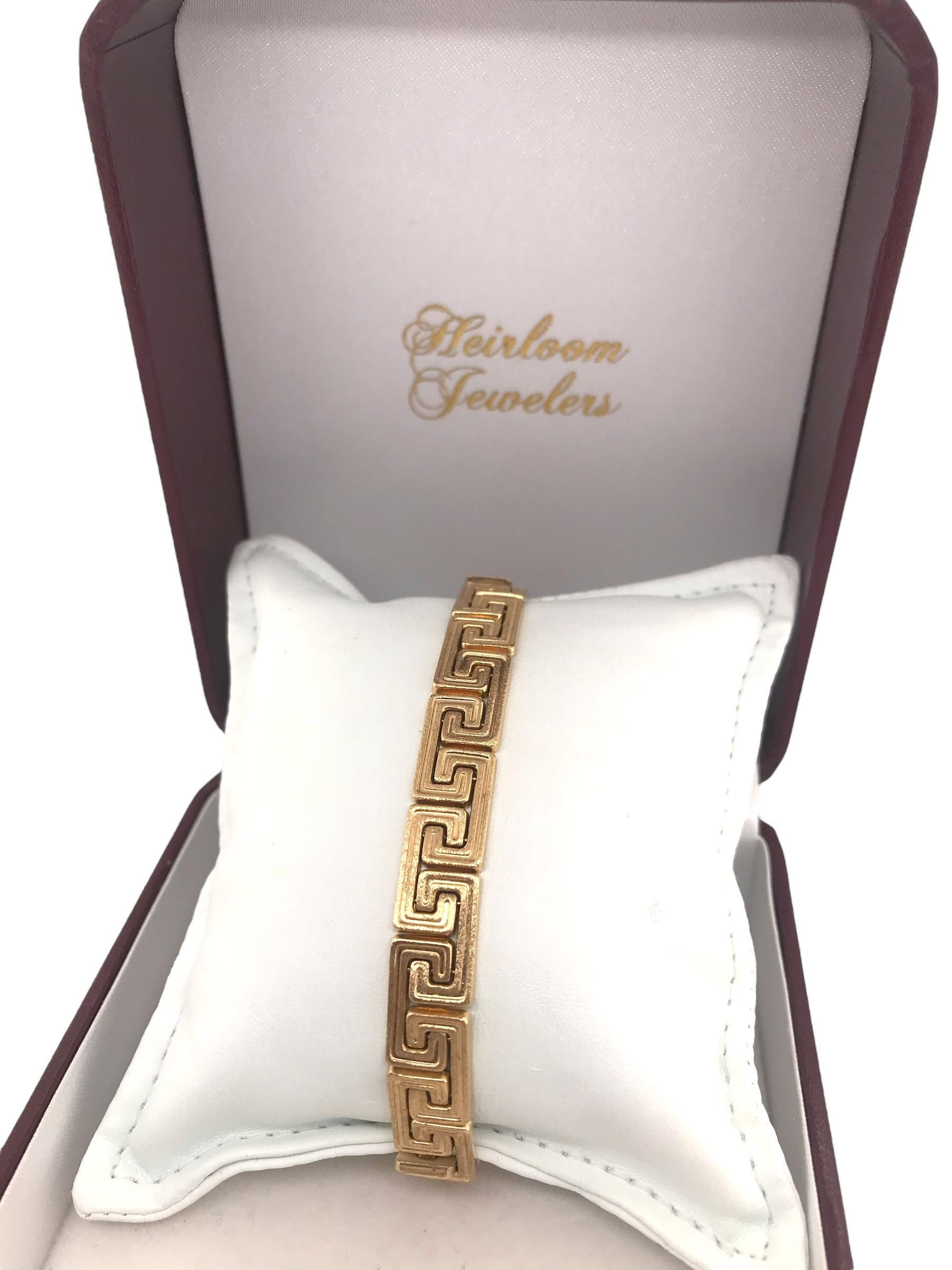 14K Gelbgold Griechisches Schlüssel-Gliederarmband 3
