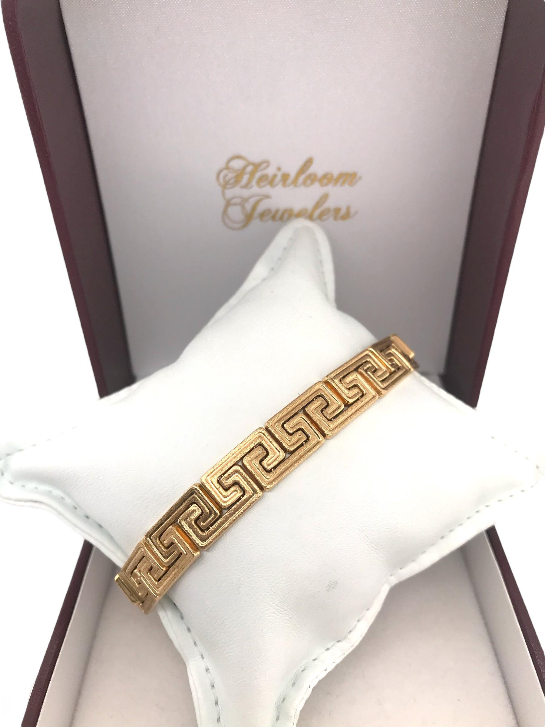 14K Gelbgold Griechisches Schlüssel-Gliederarmband 4