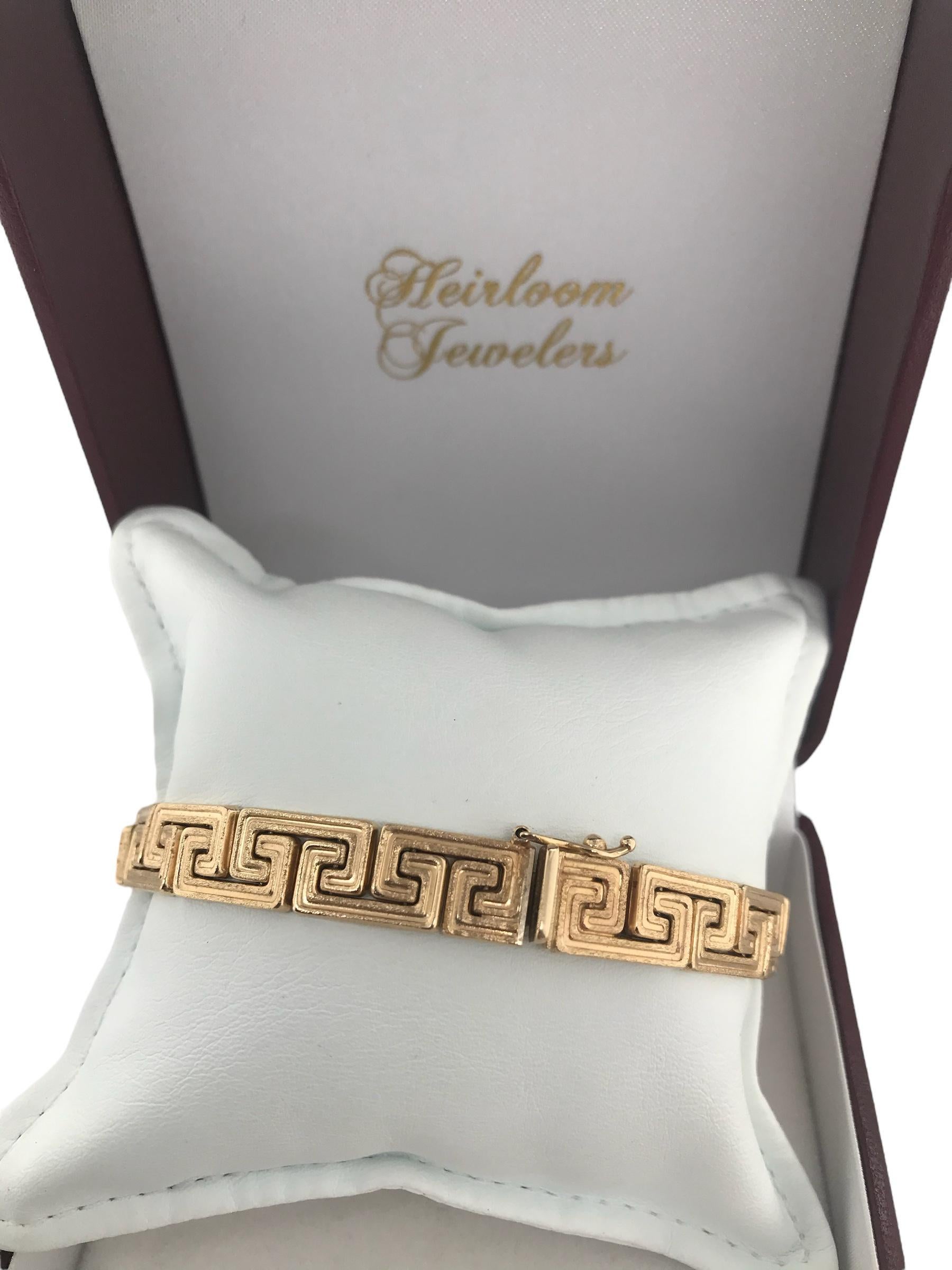 14K Gelbgold Griechisches Schlüssel-Gliederarmband 5