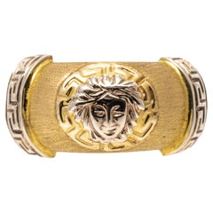 14k Yellow Gold Greek Key Pattern Medusa Ring