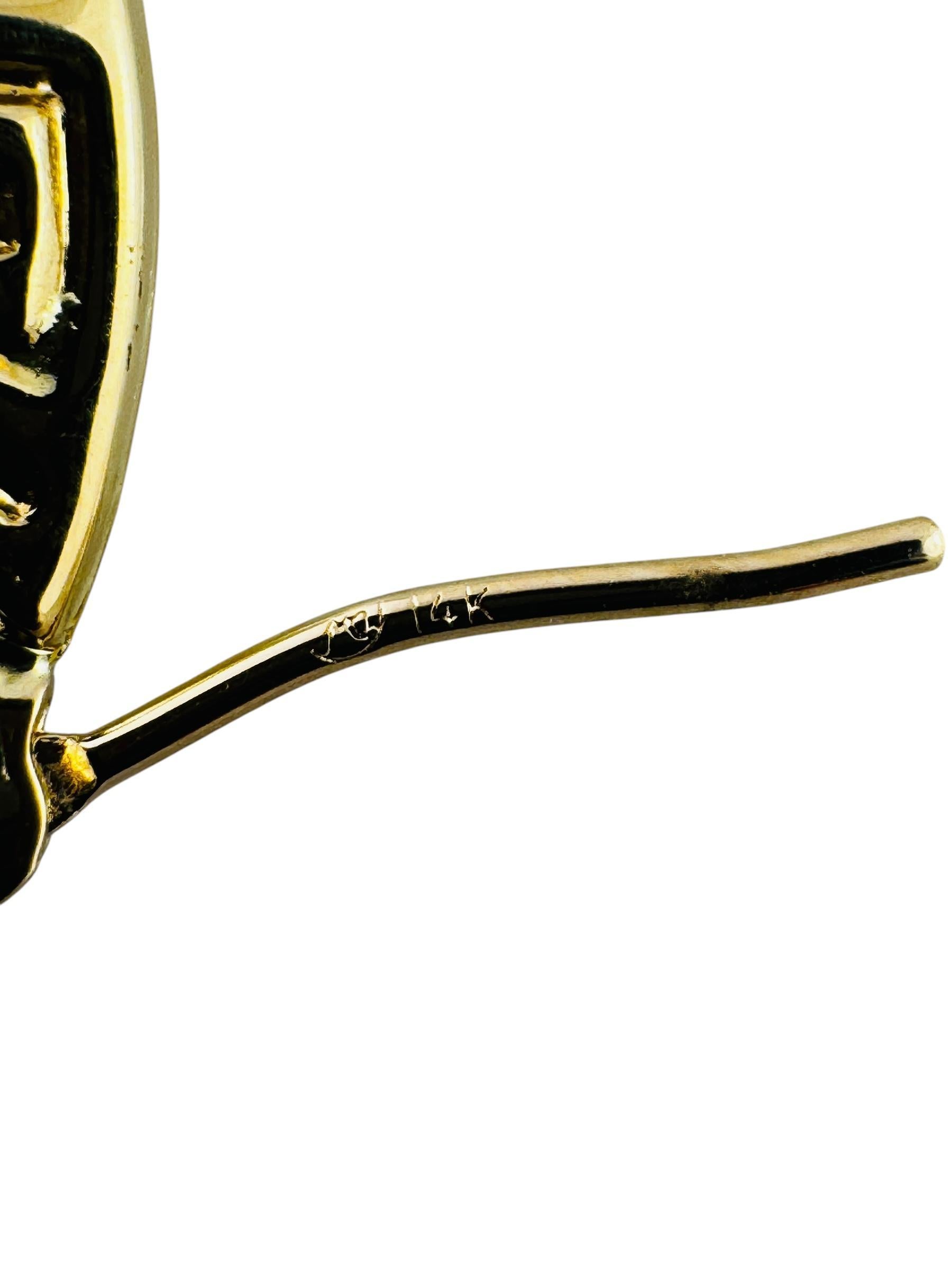 14K Yellow Gold Greek Key Patterned Hoop Earrings #20689 For Sale 3