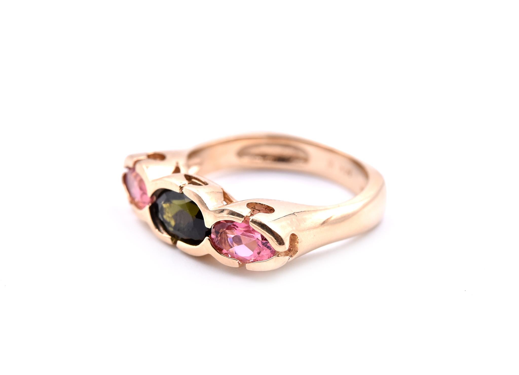 Designer: custom design
Material: 14k yellow gold
Size: 6 (please allow two additional shipping days for sizing requests)
Dimensions: ring top is 21.30mm by 6.30mm 
Weight: 5.5 grams

