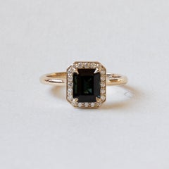 14K Yellow Gold Green Indicolite 1.75 CT Tourmaline Engagement Ring