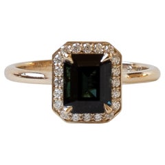 14K Yellow Gold Green Indicolite 1.75 CT Tourmaline Engagement Ring