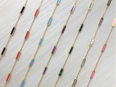 14k Yellow Gold & Green Malachite Inlay Station Bar Bracelet