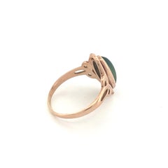 Antique 14K Yellow Gold Green Onyx Cabochon Ring, Late 20th Century