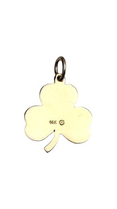 14K Yellow Gold Green Shamrock Charm #21057