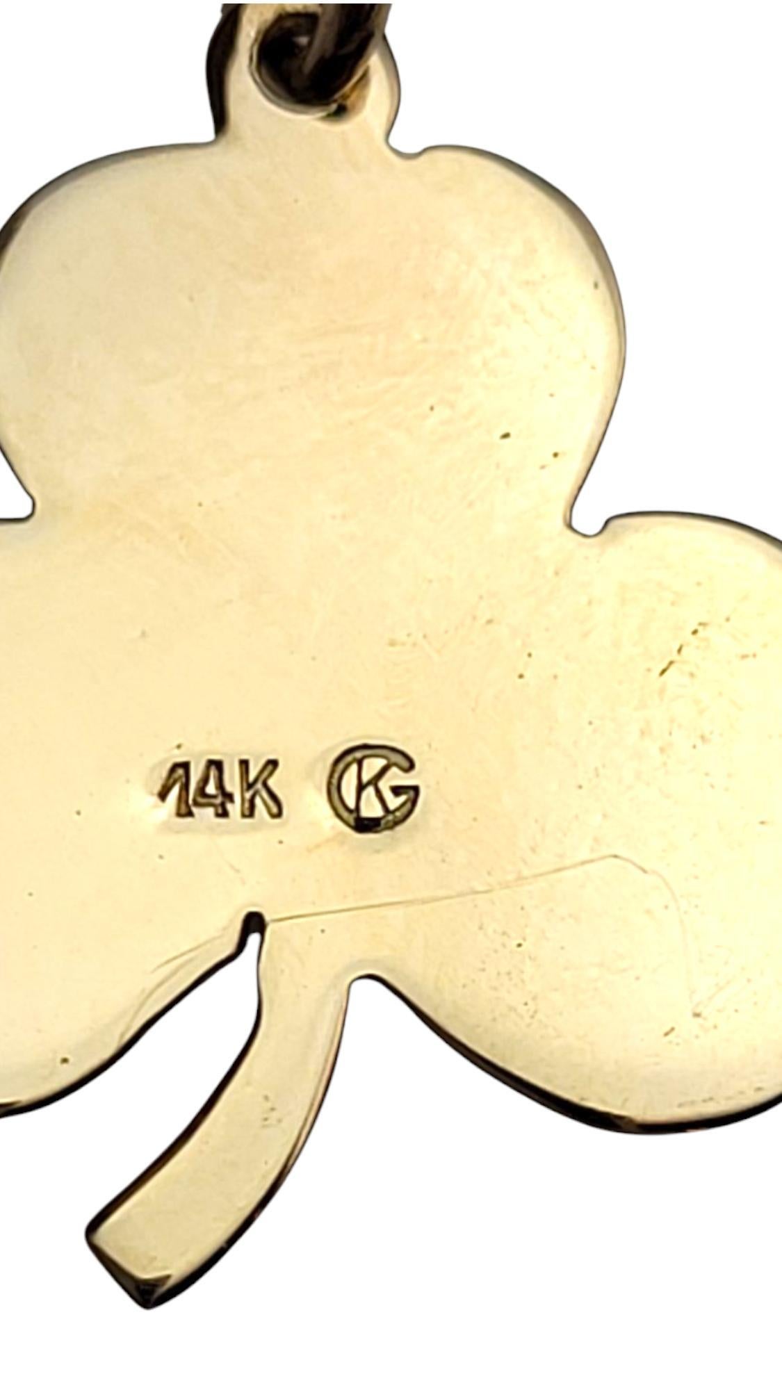 14K Yellow Gold Green Shamrock Charm #21057 In Good Condition In Washington Depot, CT