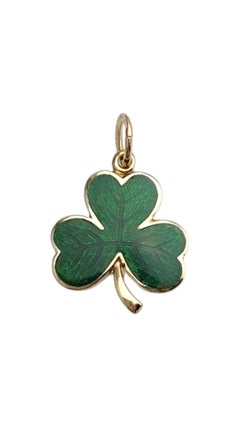 14K Yellow Gold Green Shamrock Charm #21057