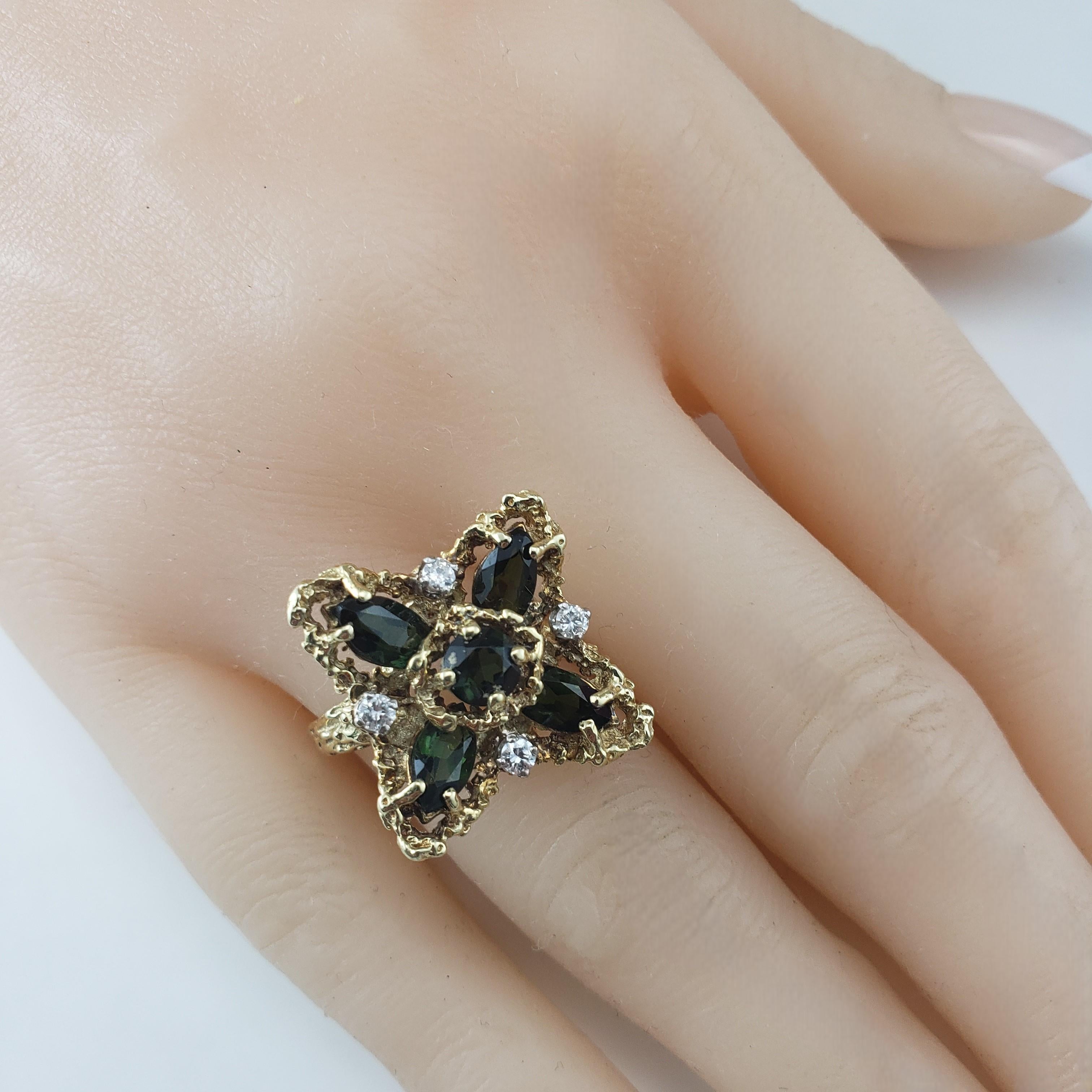 14K Yellow Gold Green Tourmaline & Diamond Ring Size 9.25 #20715 For Sale 1