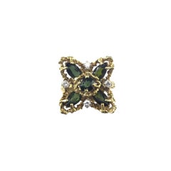 14K Yellow Gold Green Tourmaline & Diamond Ring Size 9.25 #20715