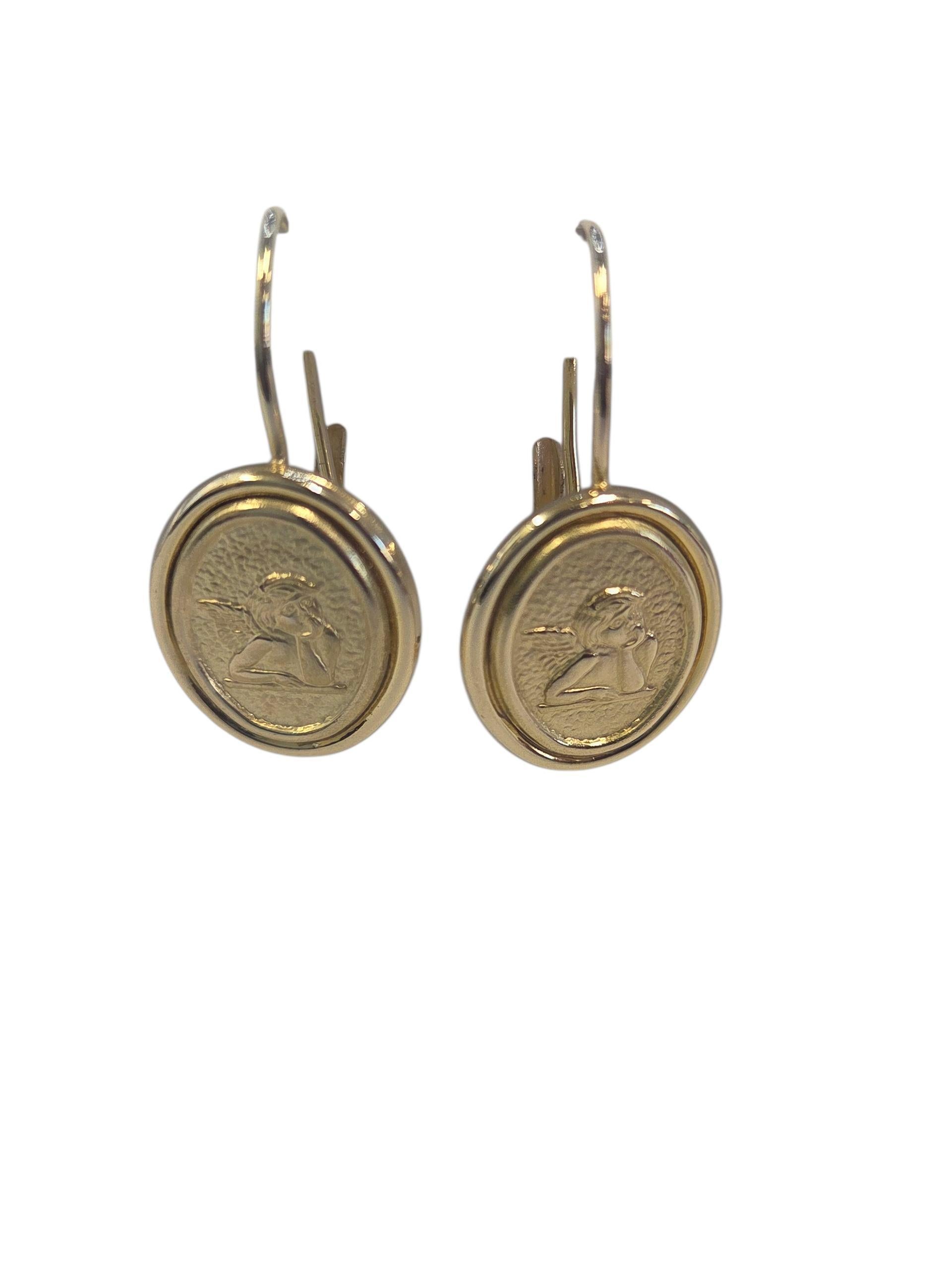Boucles d'oreilles Ange gardien en or jaune 14K #23533
