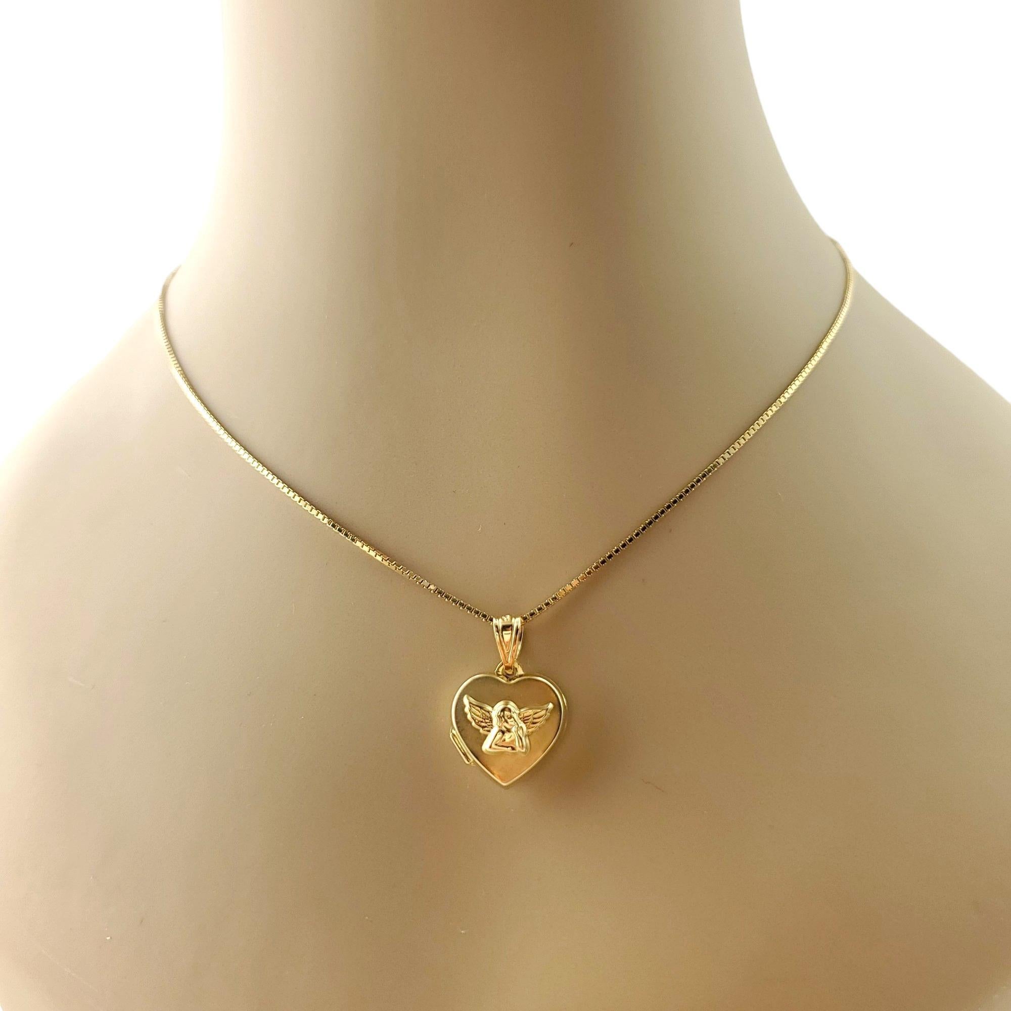 Women's 14K Yellow Gold Guardian Angel Heart Pendant Locket #17287 For Sale