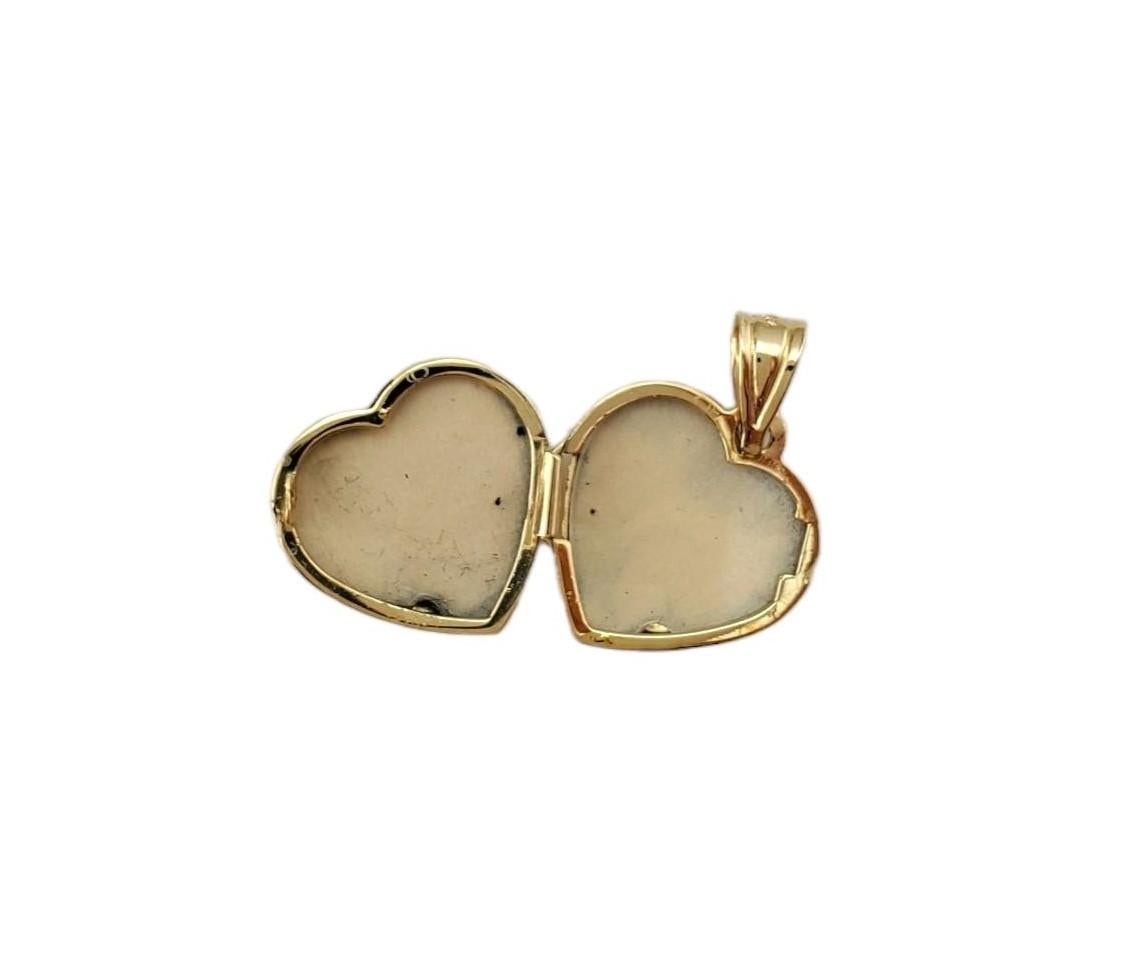 14K Yellow Gold Guardian Angel Heart Pendant Locket #17287 For Sale 3