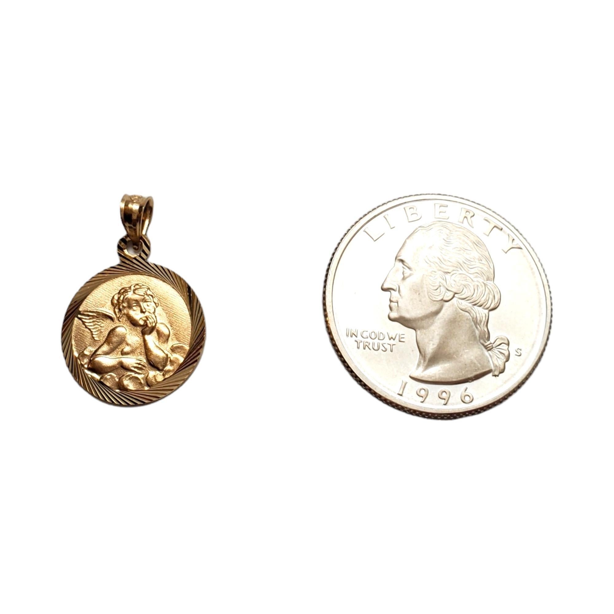 Women's 14K Yellow Gold Guardian Angel Pendant #17881